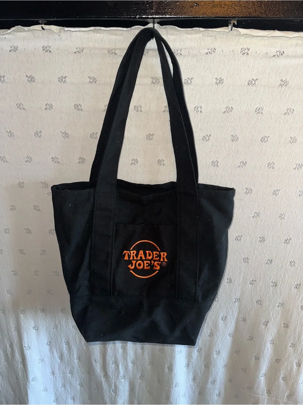 Trader Joe's Black Canvas Tote with Orange Logo